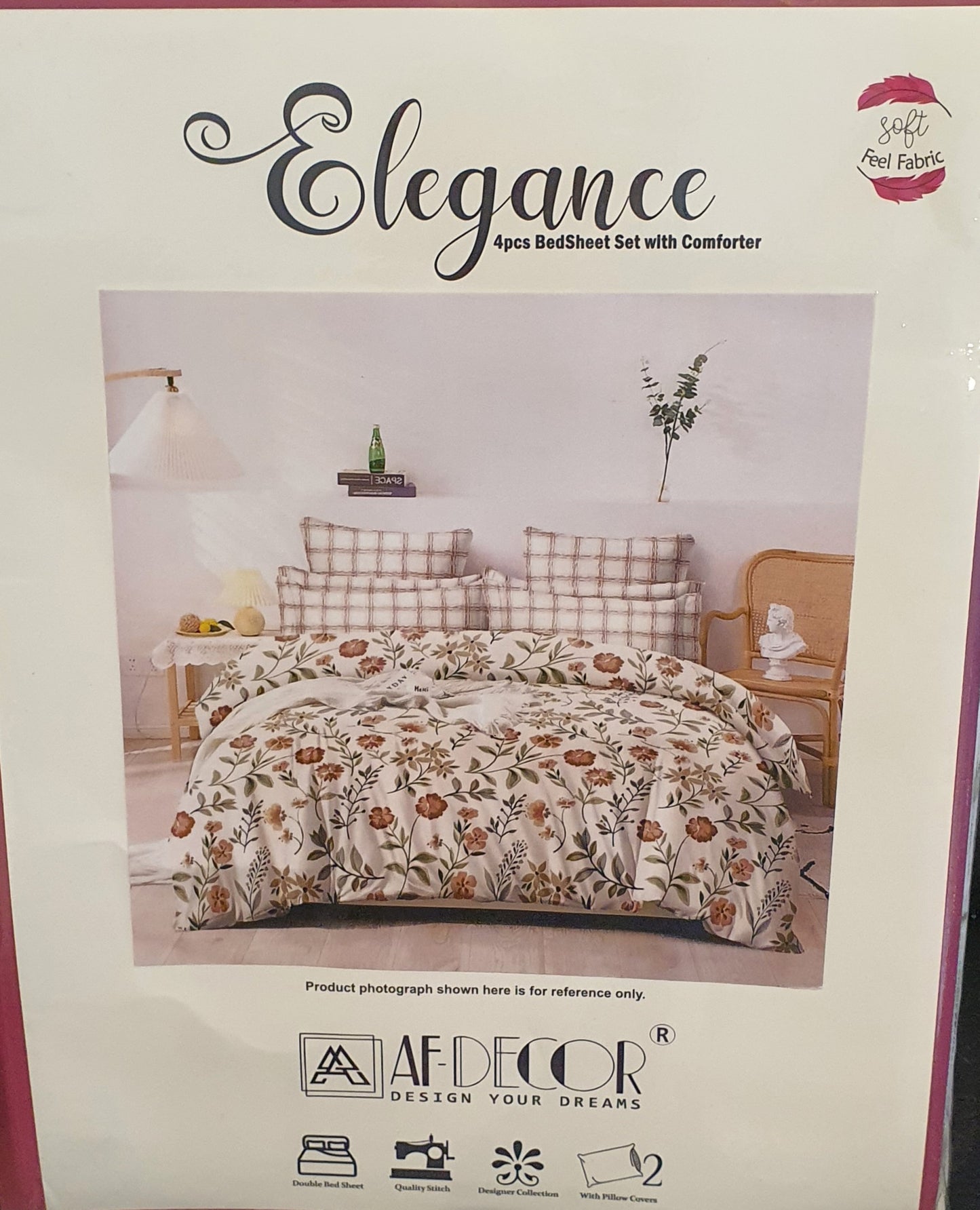 Premium Queen Flat sheet Cotton 4 Piece Bedsheet with comforter