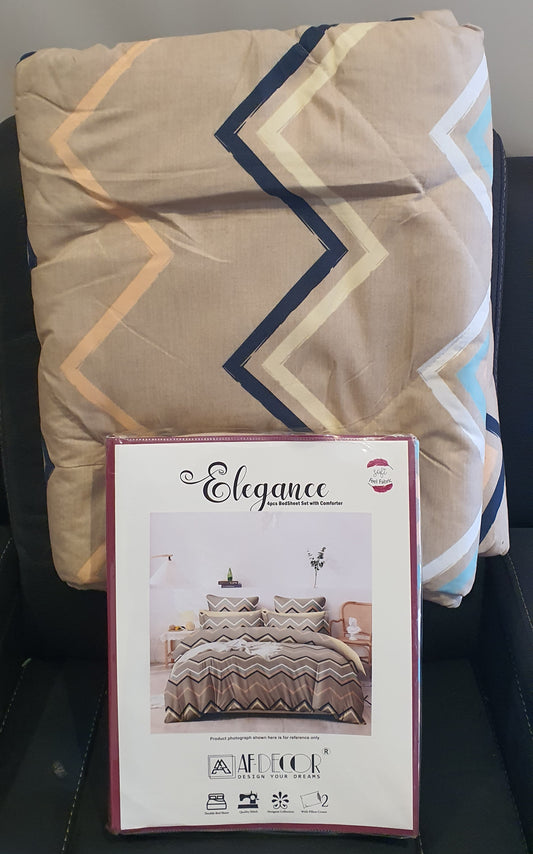 Premium Queen  Flat sheet Cotton 4 Piece Bedsheet with comforter